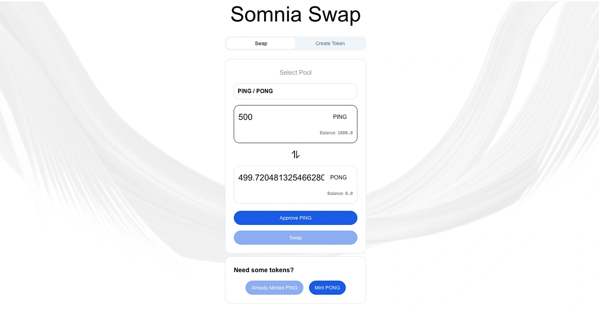 Approve swap on Somnia testnet