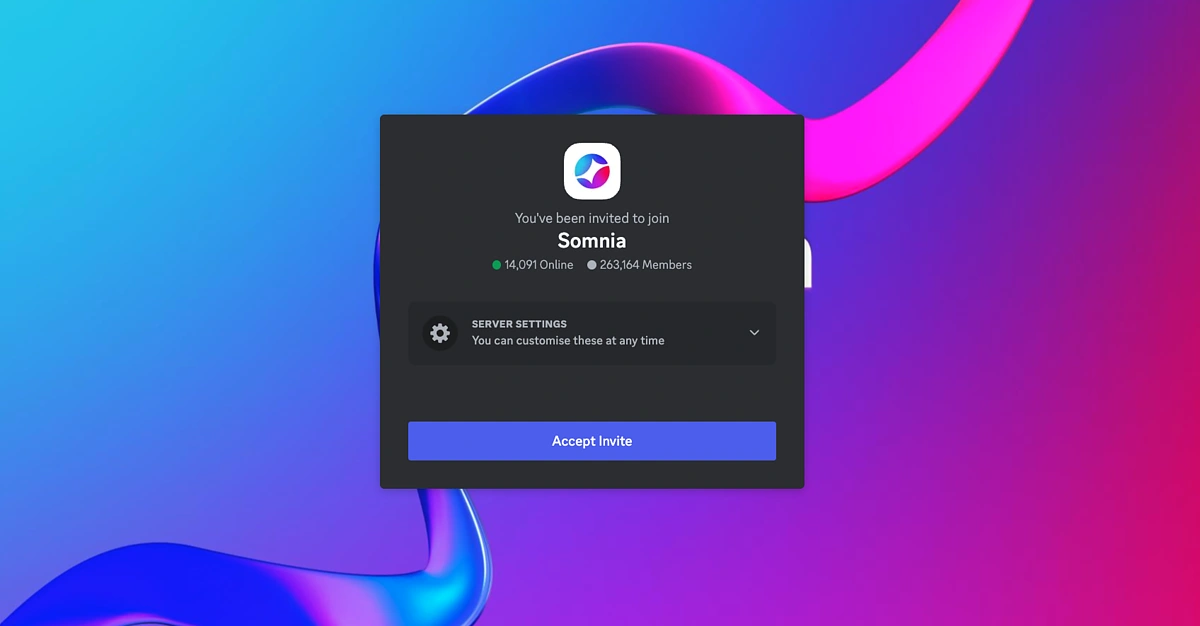 Accept invite to Somnia Discord