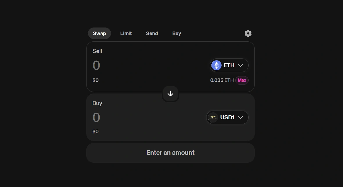 swap page on uniswap