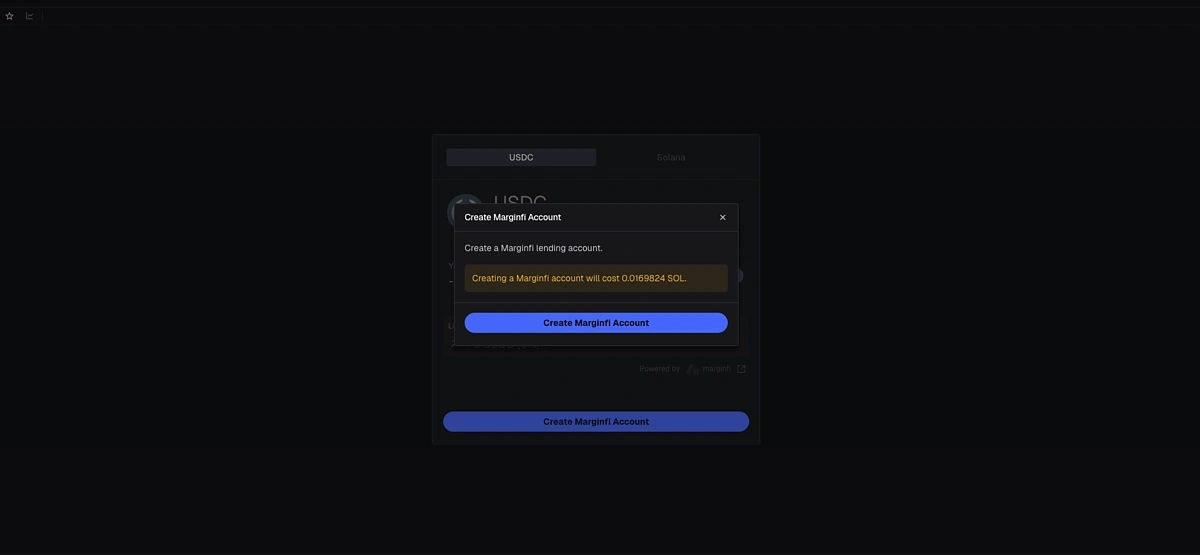 Pay fee to create Marginfi account
