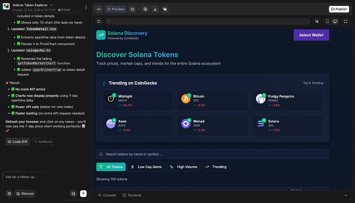 How to Build Solana dApps With Simple AI Prompts (No Code) | CoinGecko API
