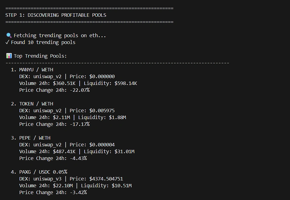 CoinGecko API Trending Pools Results Example