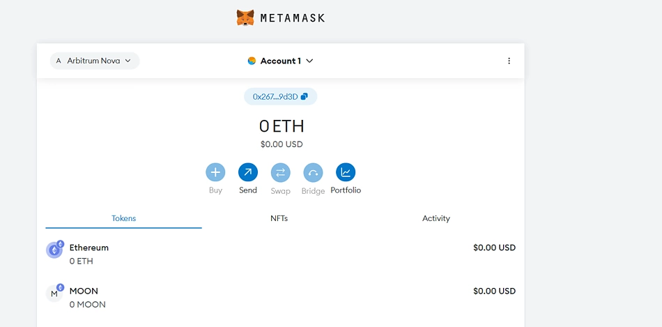 MOONs added to MetaMask