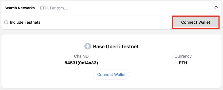 Connect Wallet to Chainlist