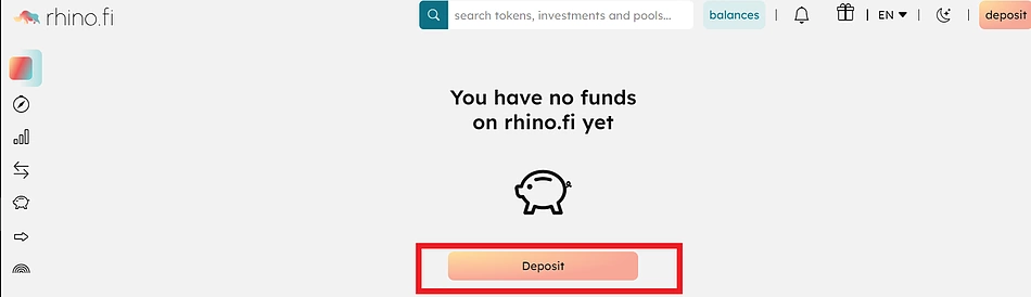 Deposit funds into rhino.fi