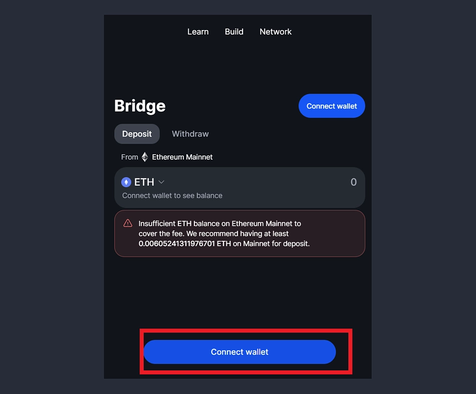 Connect Wallet to zkSync bridge