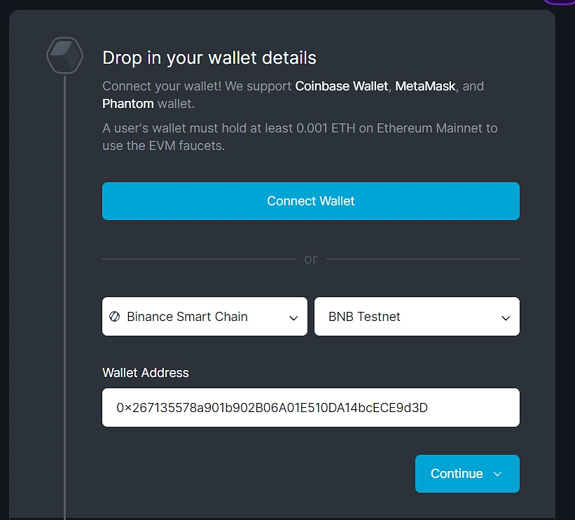 Fill in wallet details quicknode faucet tbnb
