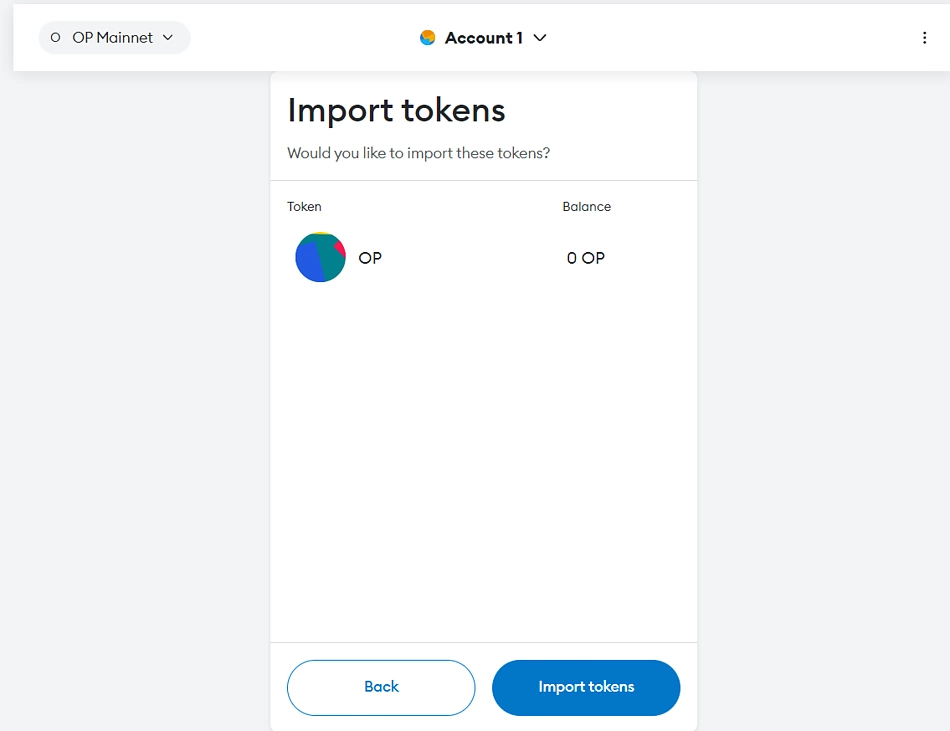 Confirm import tokens