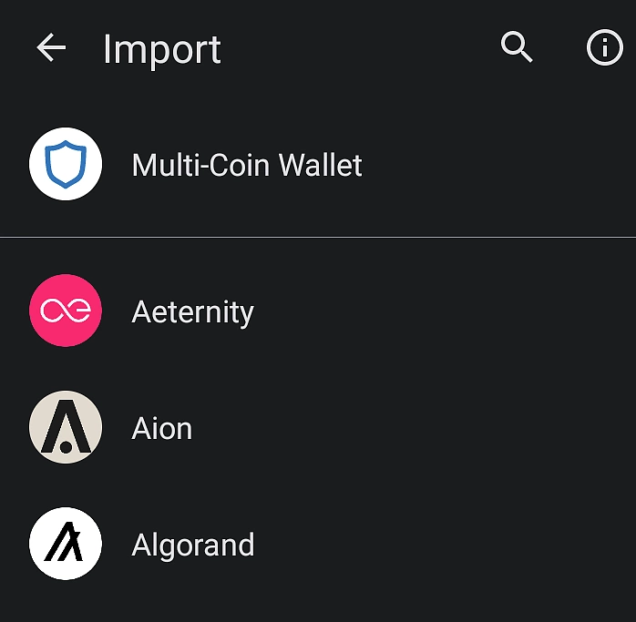 Import multi coin or blockchain wallet into Trust Wallet