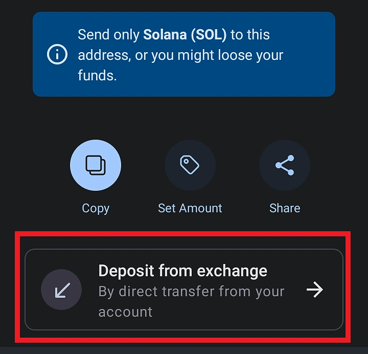 Select Receive on asset page on Trust Wallet