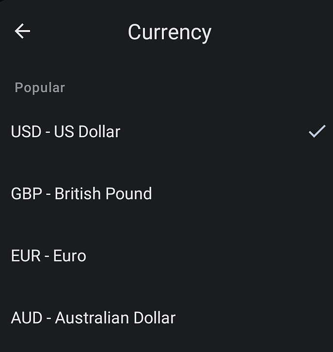 Choose your currency to buy crypto on Trust Wallet