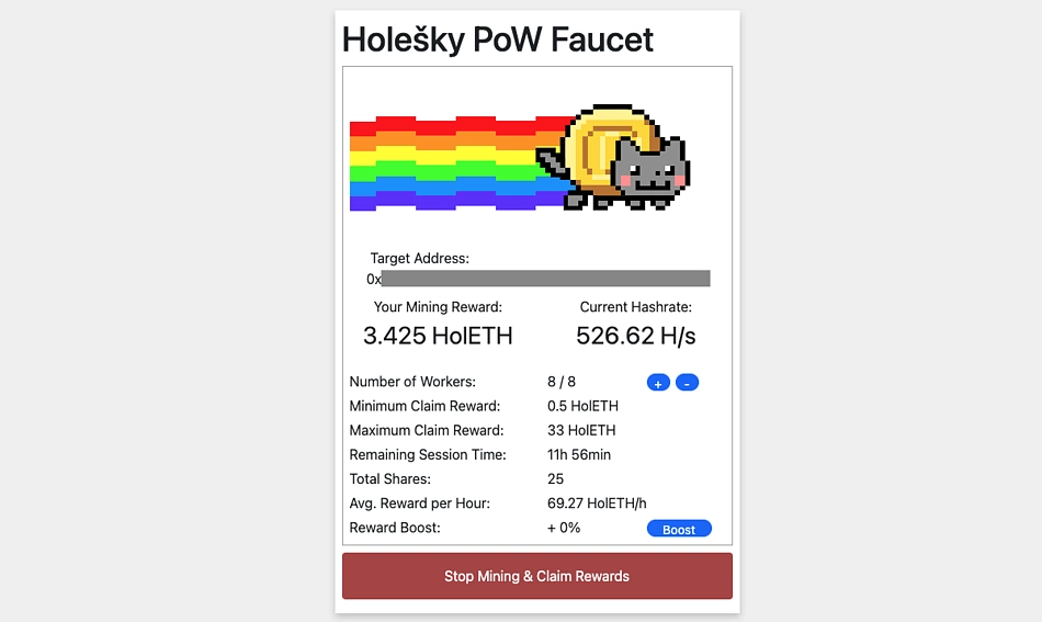 Mining HolETH with PoW Faucet