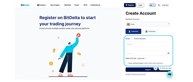 bitdelta account registration