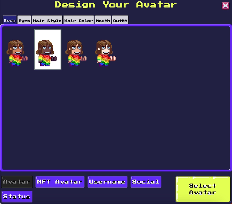 Design avatar on Pixels