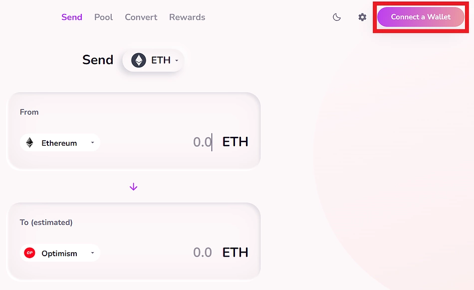 Connect wallet to Hop Protocol