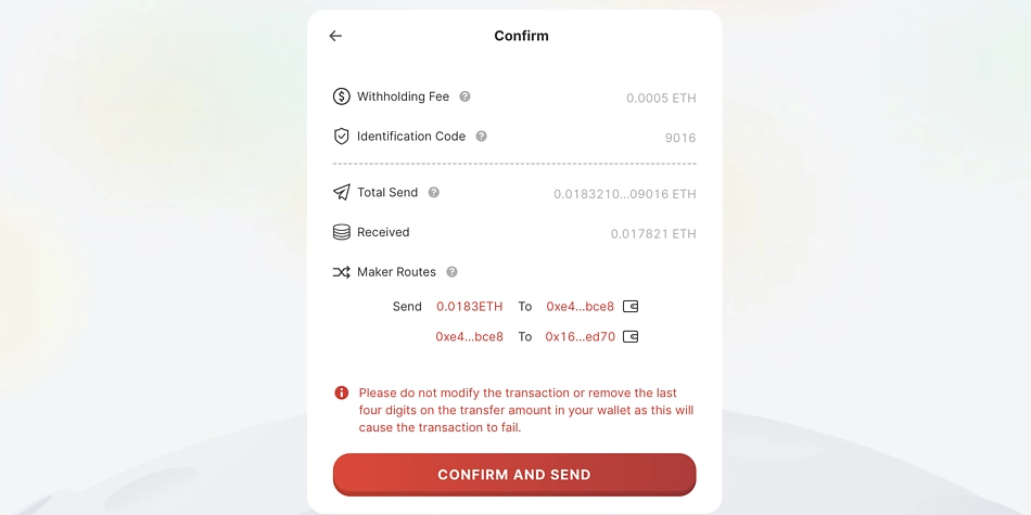 Confirm and Send funds on Orbiter from arbitrum nova