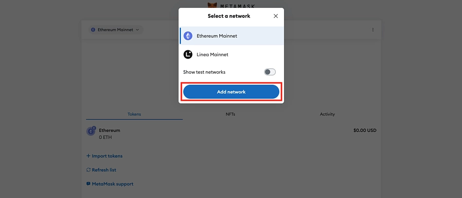 Click Add Network