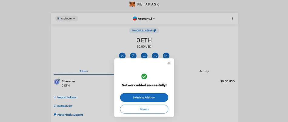 Arbitrum added to MetaMask