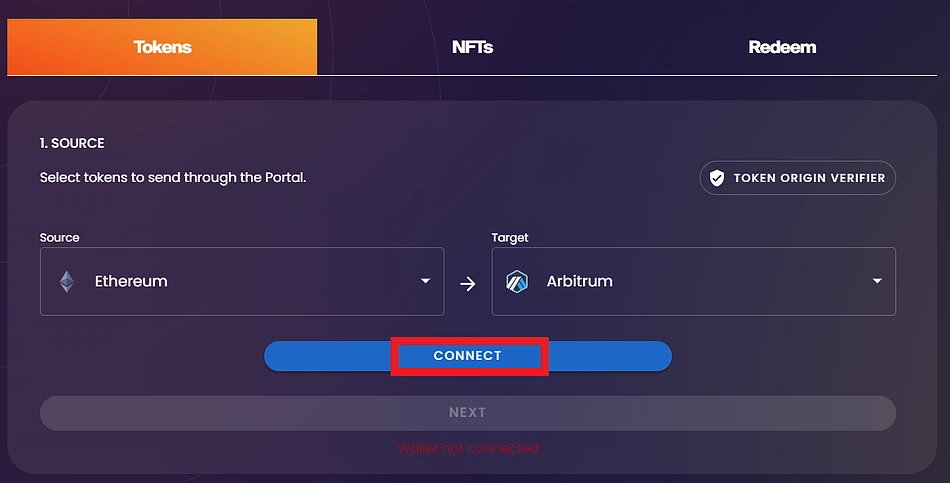 Connect wallet on Portal