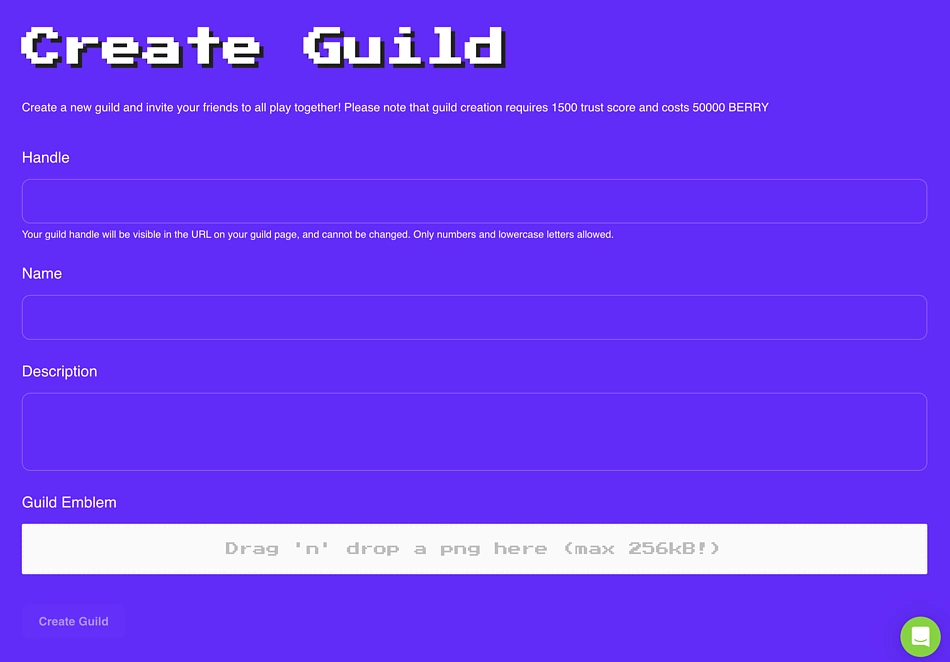 Create a guild on Pixels