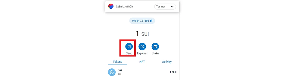 Send tokens on Sui Snap Wallet