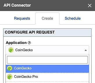 Fetch crypto prices into gsheets with an API Connector Mixed Analytics | CoinGecko API