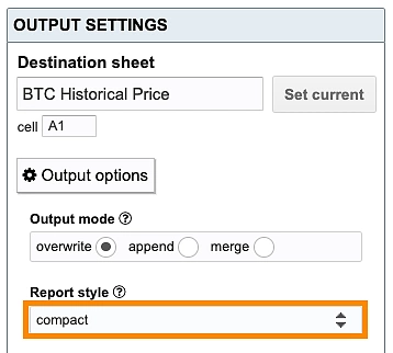 Compact report style under Output mode