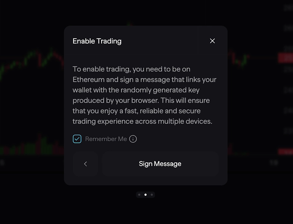 Sign the message to start trading