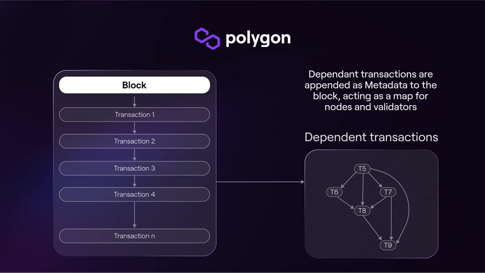 Metadata for dependant transactions on Polygon