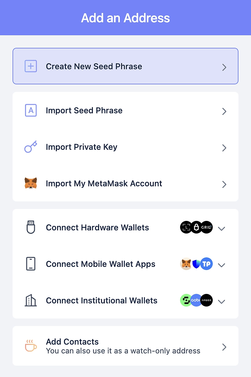 Create new seed phrase on Rabby Wallet