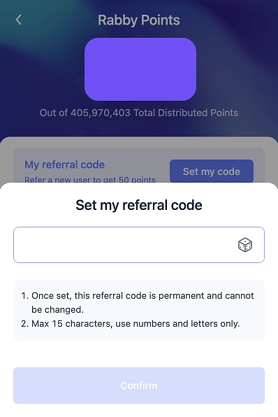 Set referral code on Rabby