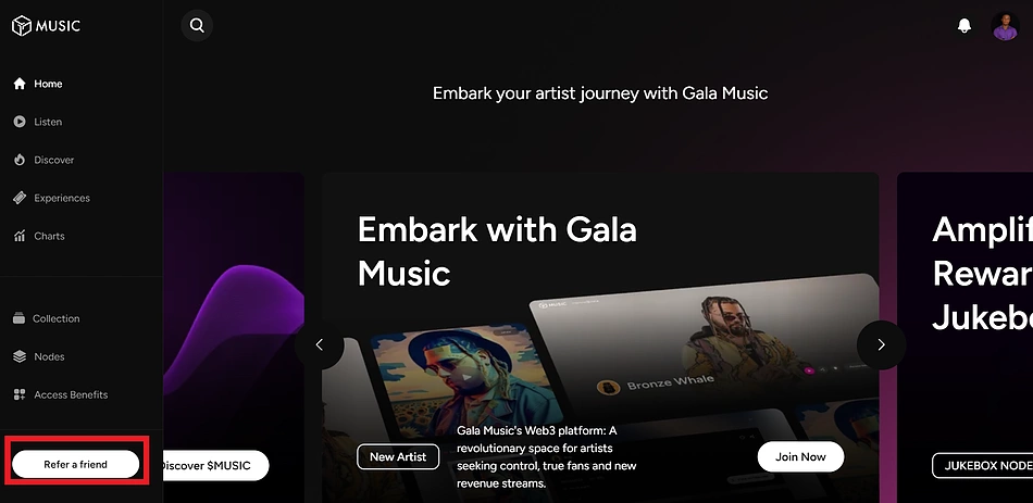 Gala Music referral program