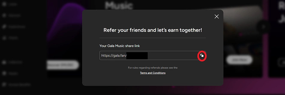 Share Gala Music referral code