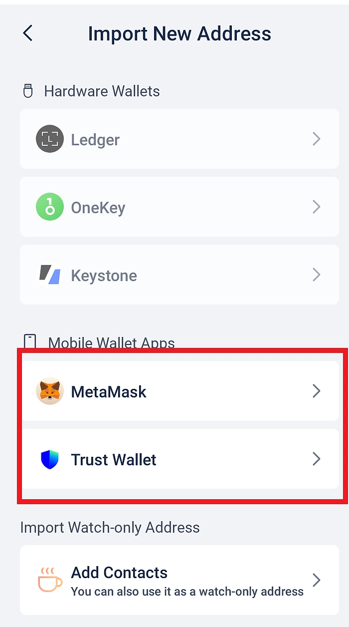 Import wallet to Rabby on Mobile