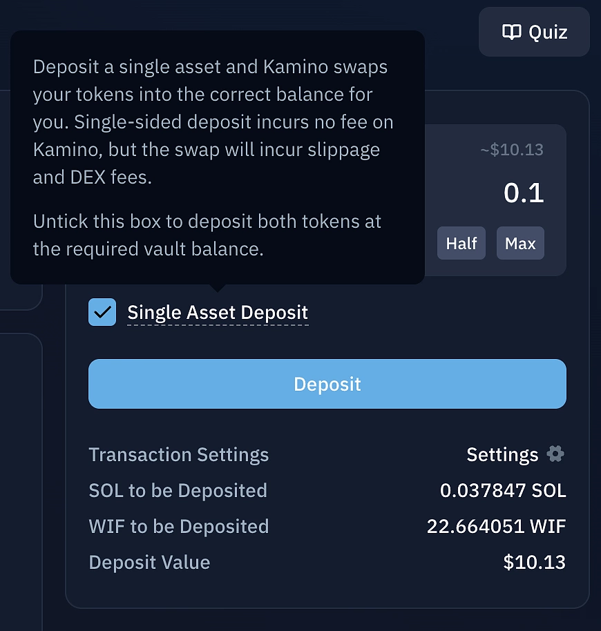 Kamino Finance Asset Deposit