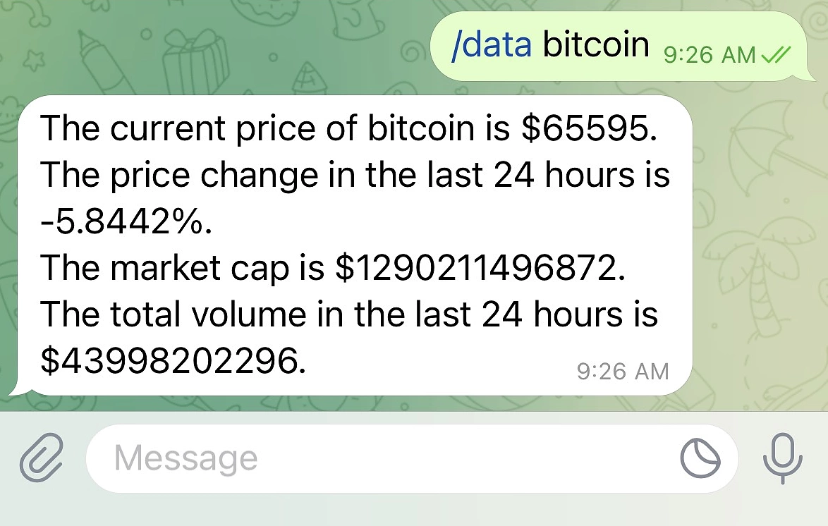 /data bitcoin in your Telegram bot