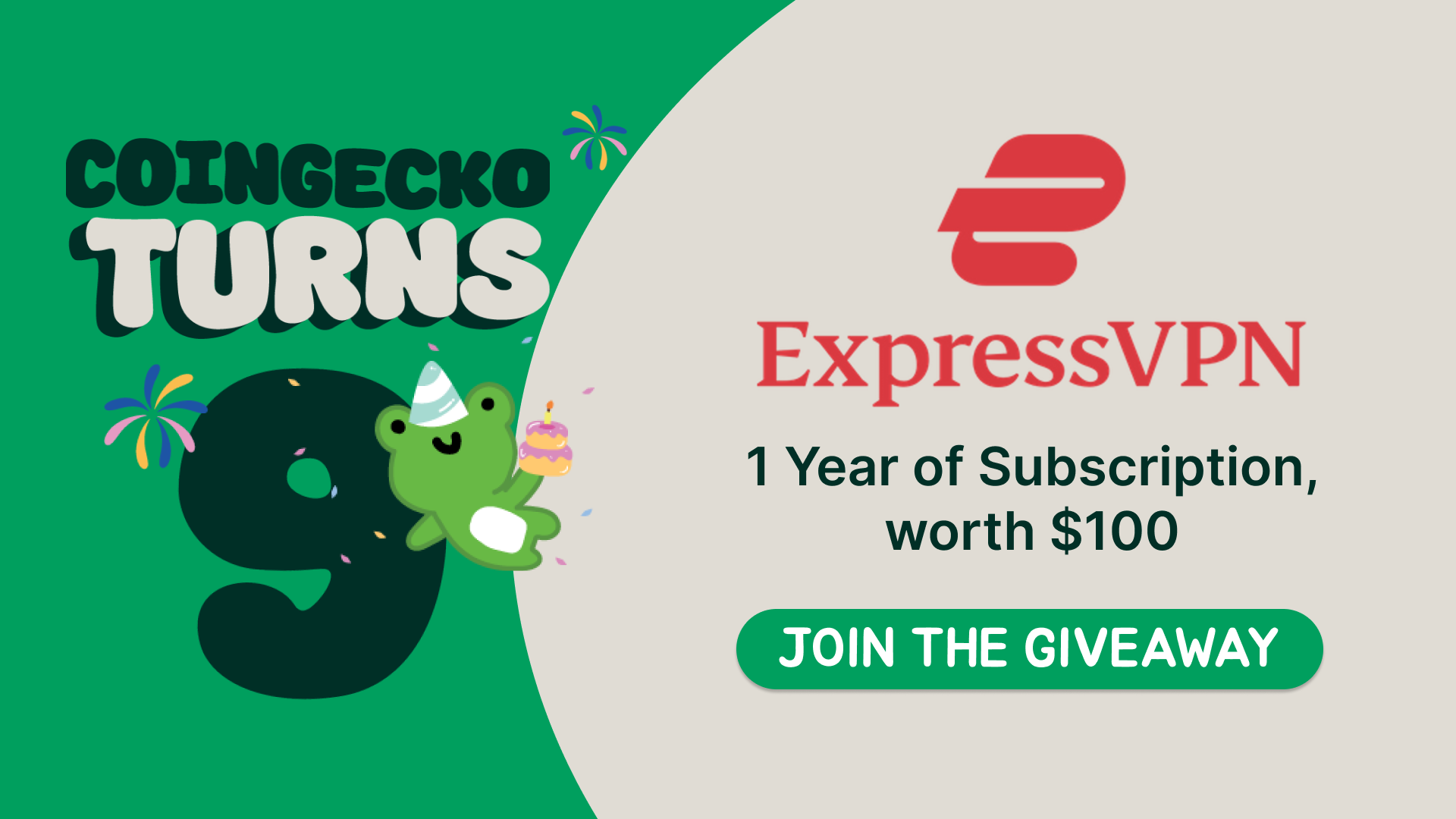 App Exclusive: 9 Anniversary ExpressVPN Giveaway | CoinGecko