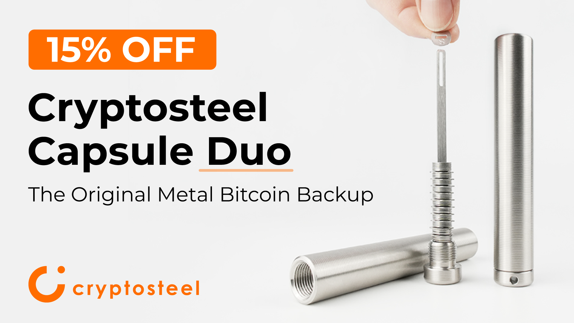 15% off Cryptosteel Capsule Duo - The Original Metal Bitcoin Backup